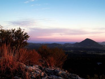 view of mount tinbeerwah at sunset